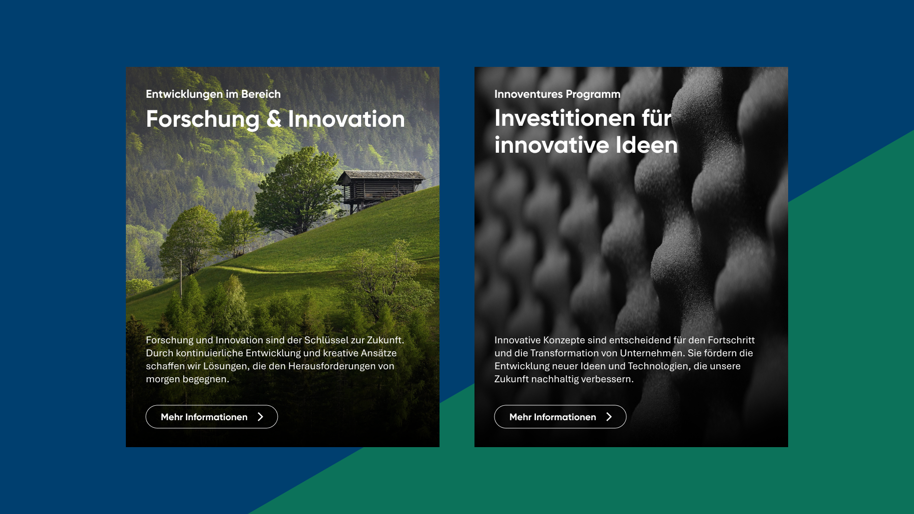 Greiner website teaser cards — Forschung & Innovation, Innoventures Programm