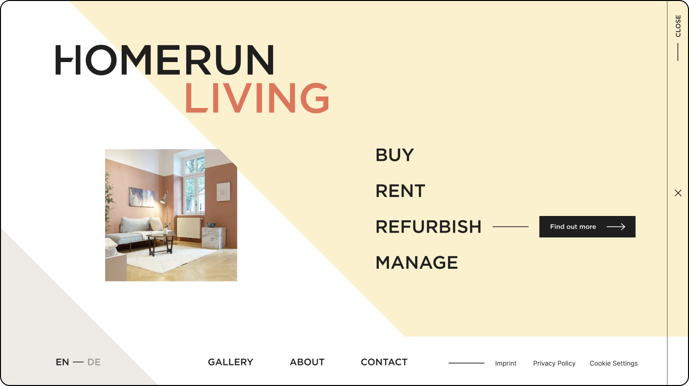 Homerun website screen