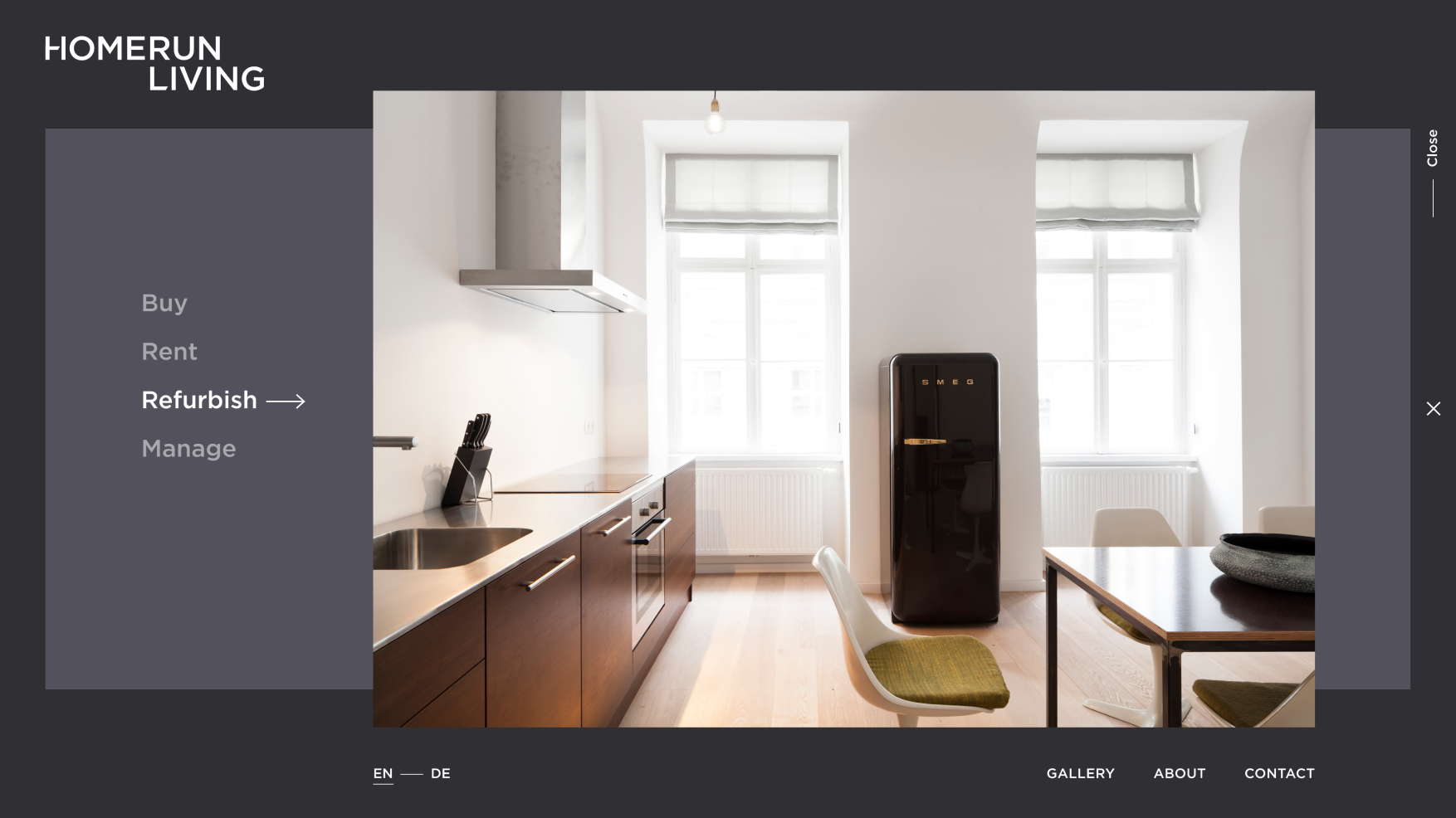 Homerun website screen