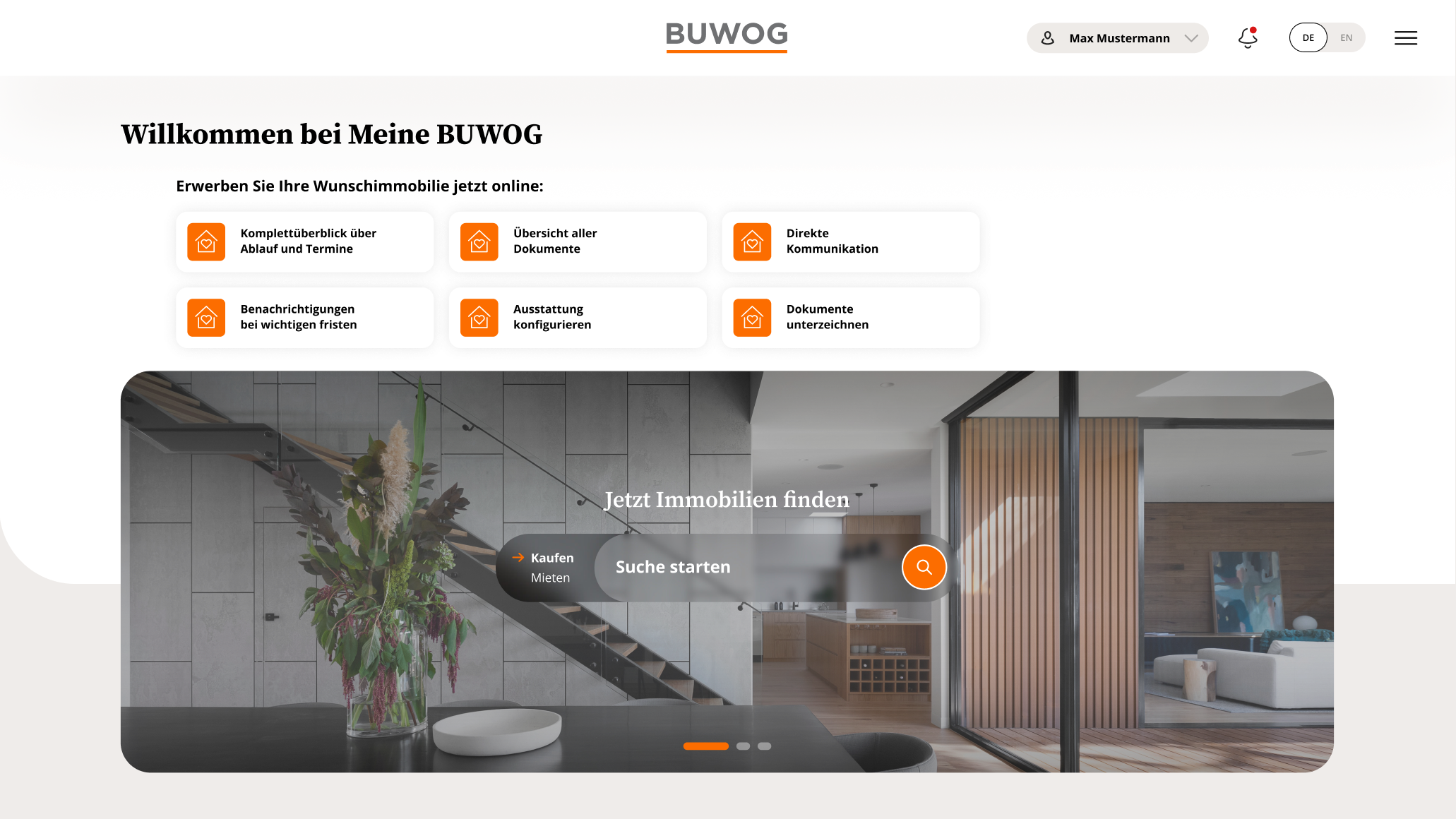 Buwog Customer Dashboard Home Desktop