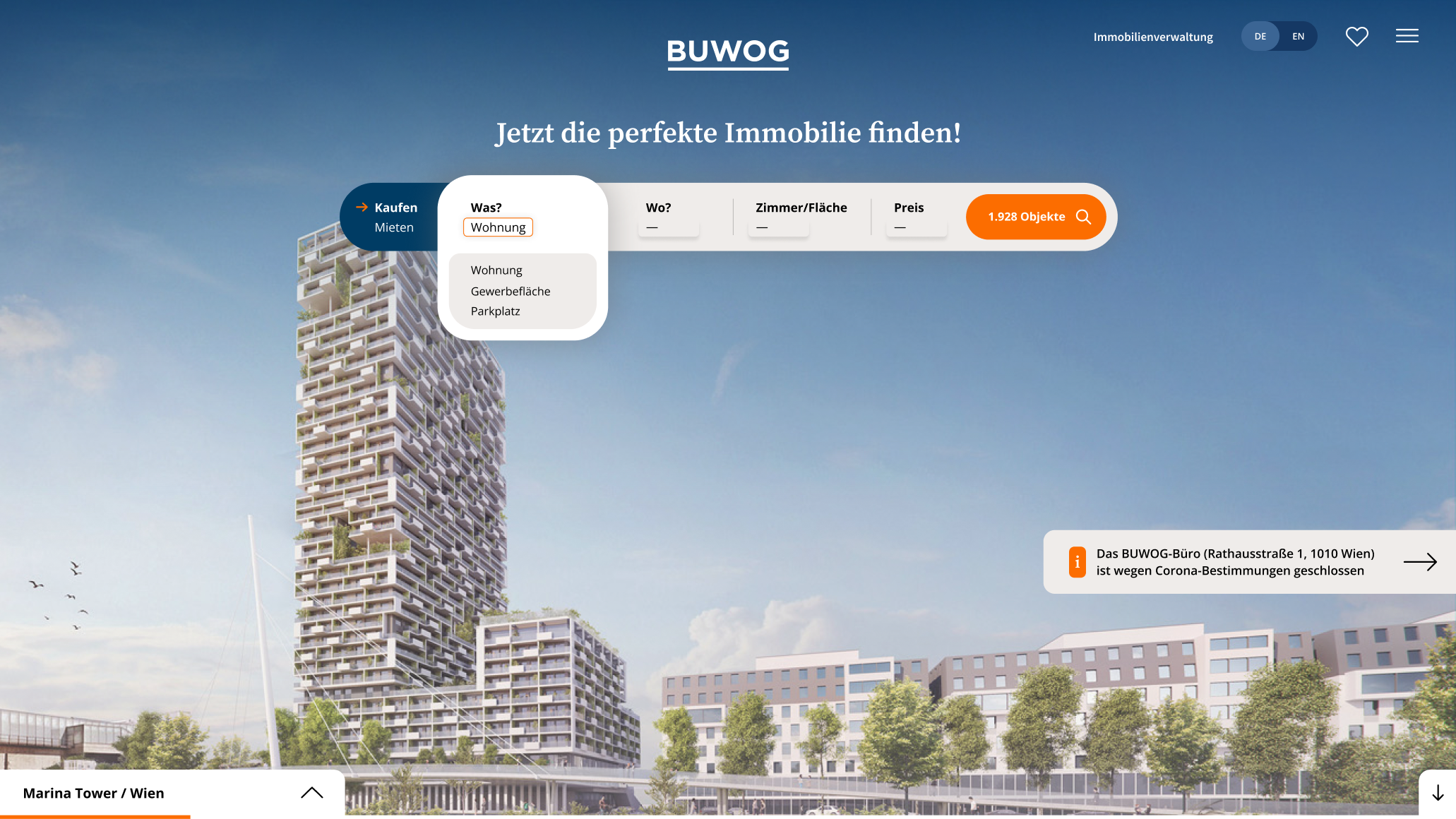 Buwog.at Search Selection #1 Desktop
