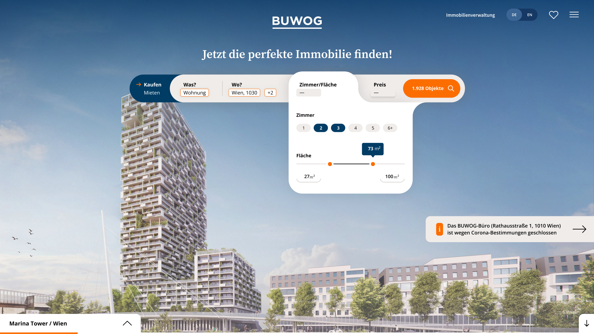 Buwog.at Search Selection #3 Desktop