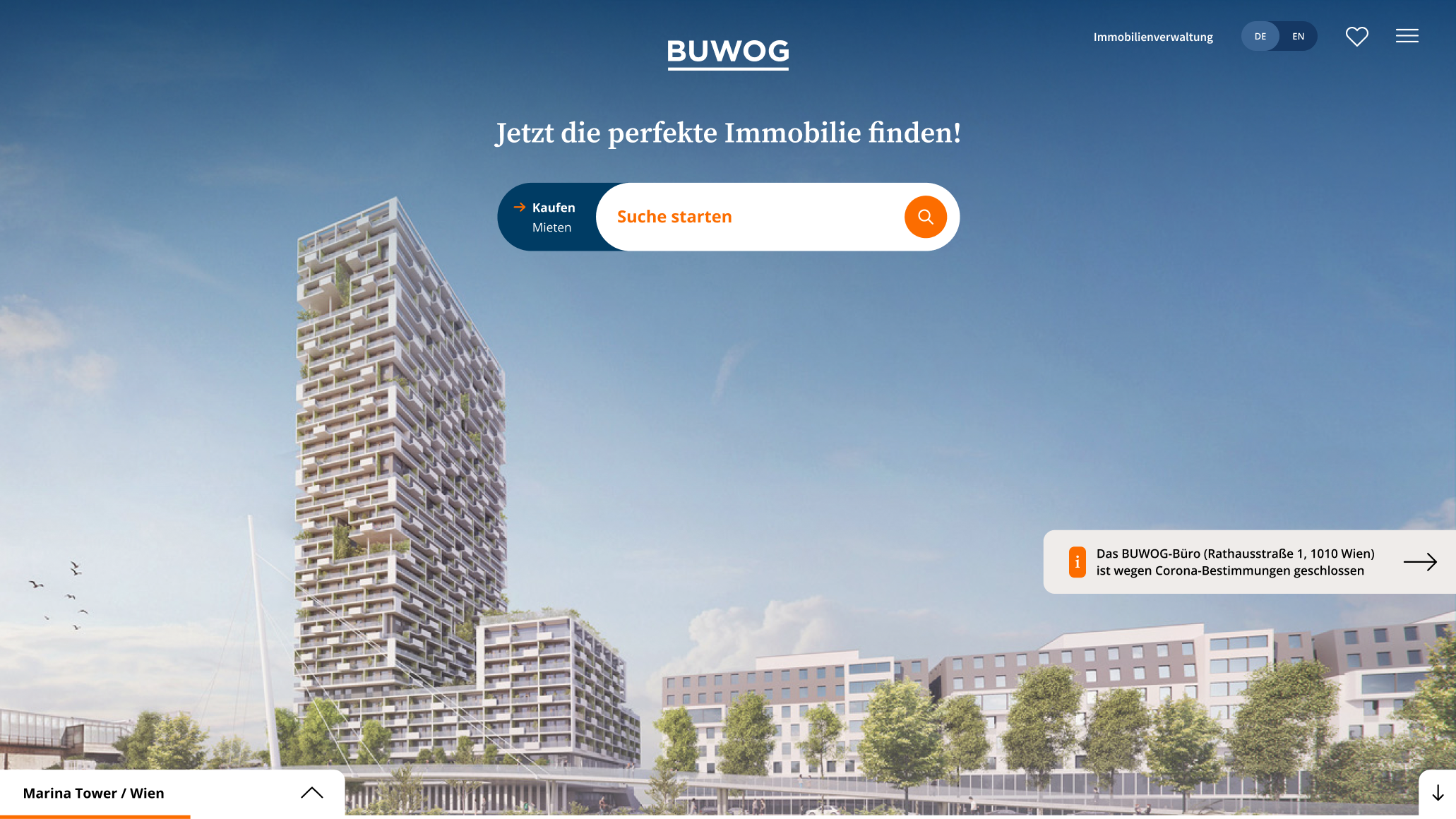 Buwog.at Search Start Desktop